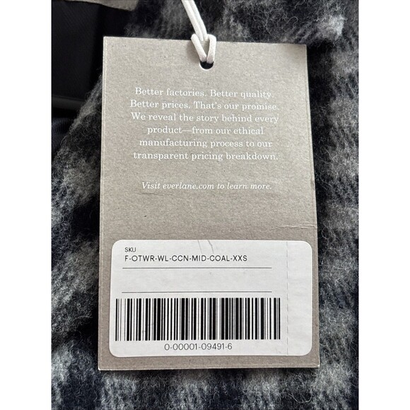 Everlane The Italian ReWool Cocoon Coat Navy/Gray Check Women's Size XXS New - Picture 14 of 16